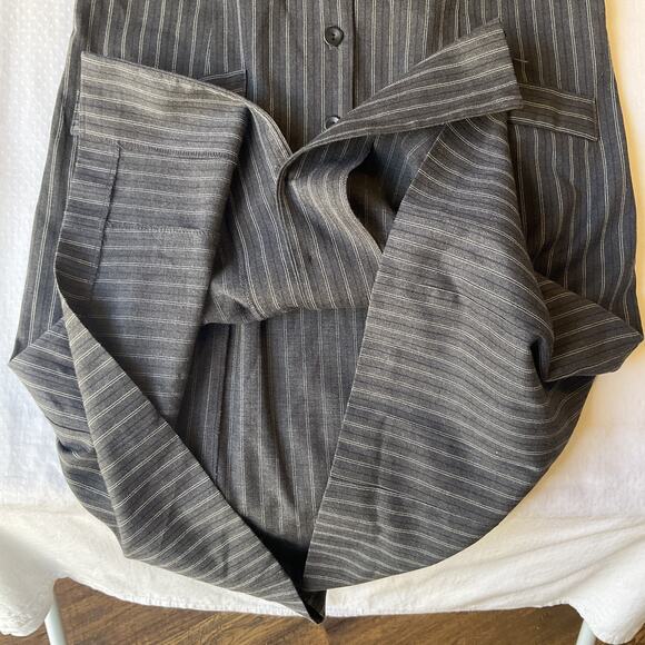 VINTAGE Hillard & Hanson Women Dress 10 Gray Striped Shirt Dress Classic Button - Picture 9 of 11